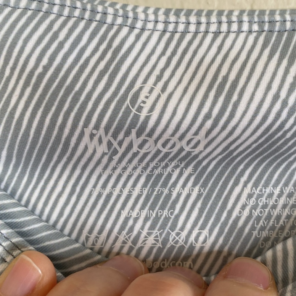 Lilybod Zinnia high waist leggings grey white stripe women’s S full length EUC - Picture 3 of 6